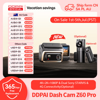 2025 New DDPAI 4K Dash Cam Z60 Pro Support Rear and Interior Car Camera SONY STARVIS2 678 Sensor  5GHz Wi-Fi ADAS 4G DVR