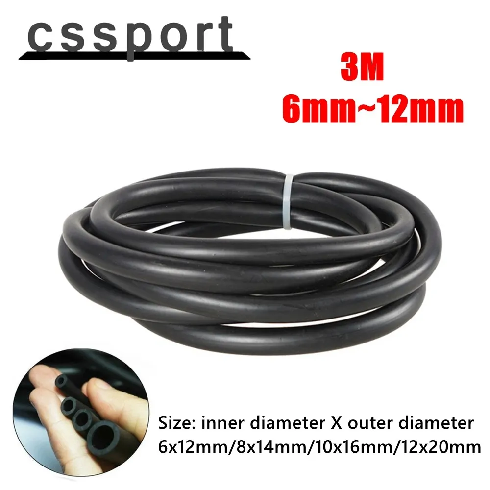 3M Black Smooth Nitrile Rubber Fuel Tubing 6mm~12mm Petrol Diesel Oil Line Carburetor Hose Pipe 