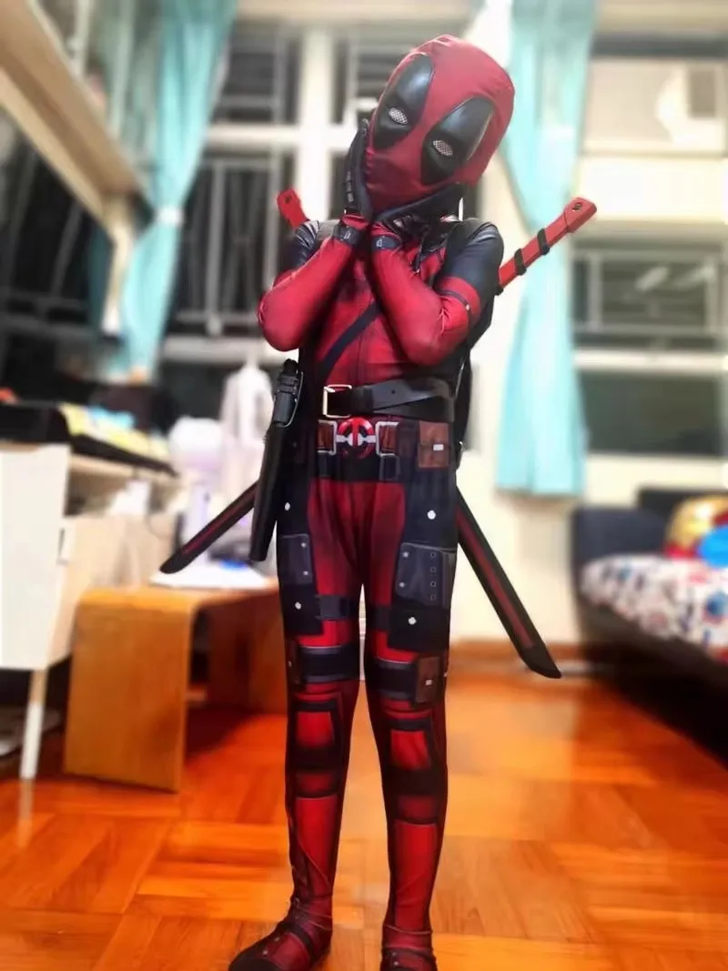 Cosplay Deadpool Costumes Bodysuit For Boys Superhero Comic Compression Workout Body Building Dead Pool Anime Halloween Kid Gift