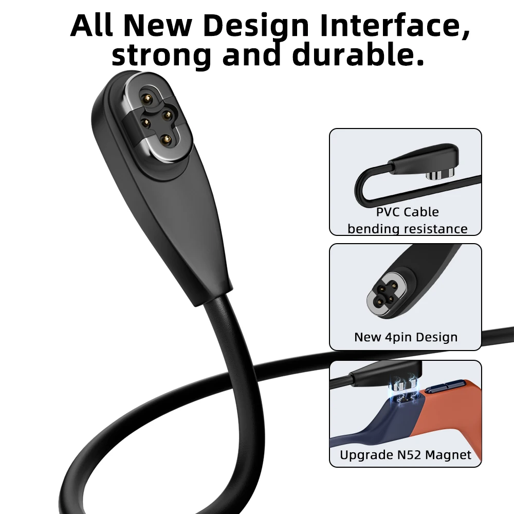 for SHOKZ OpenSwim Pro S710 Headphone Charger Adapter Cable Cord USB Type C Magnetic Bone Conduction Power Charging Converter