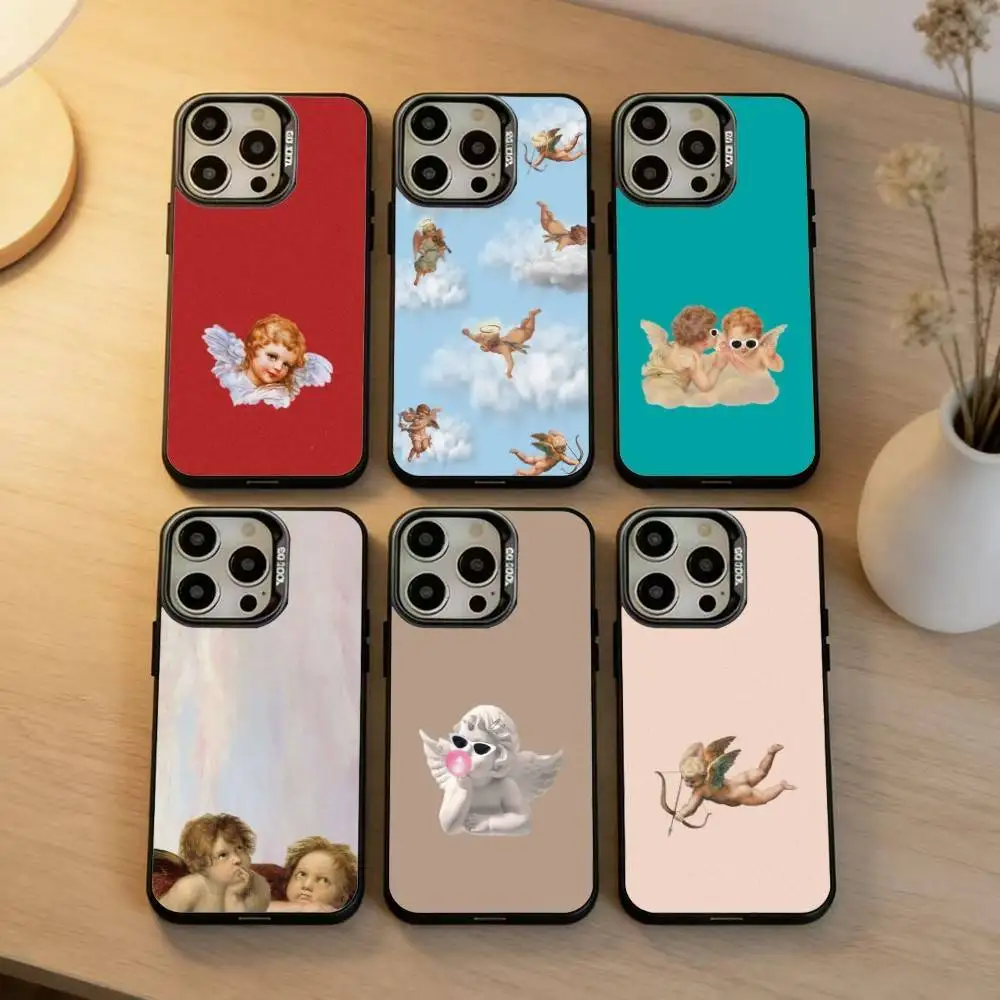 

A-Angel Wallpaper Phone Case For iPhone17, 16,15,14,13,12 Pro Max Black Candy Matte Shockproof Cover