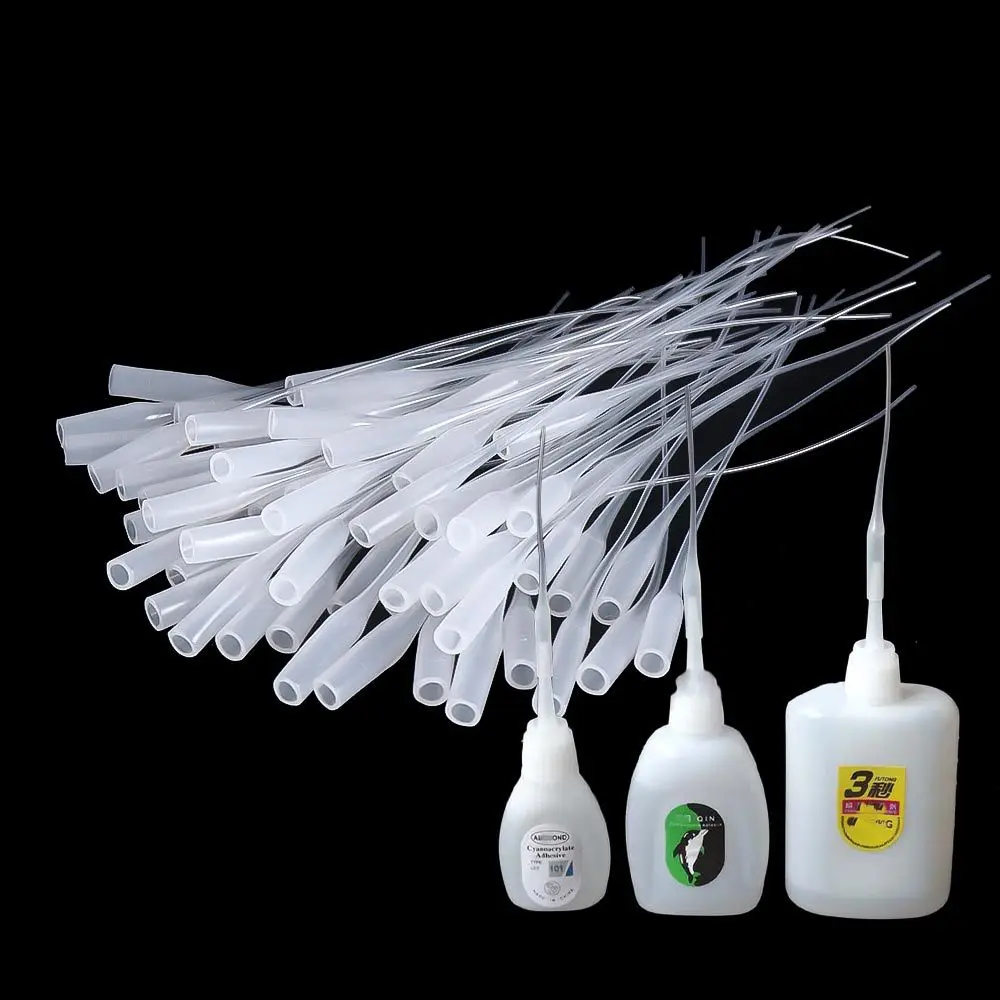 100Pcs Glue Micro-Tips Plastic Glue Bottle Tips Glue Extender Precision Applicator Dropping Tube Nozzle For Crafting Lab