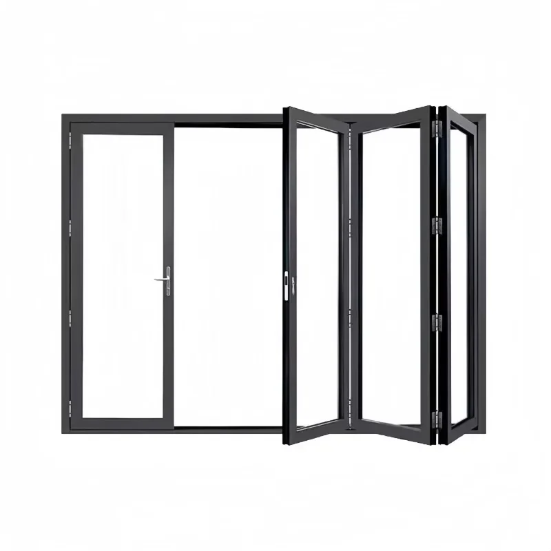 Heavy duty folding, push-pull, shop car beauty shop, garage aluminum-magnesium alloy glass door