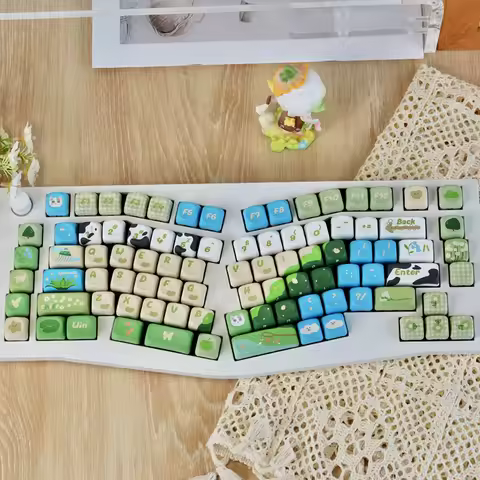 Green Garden Keycaps PBT MOA Profile Doubleshot Custom Keycap for 61 68 75 84 87 89 96 98 100 104 108 keys Mechanical keyboard