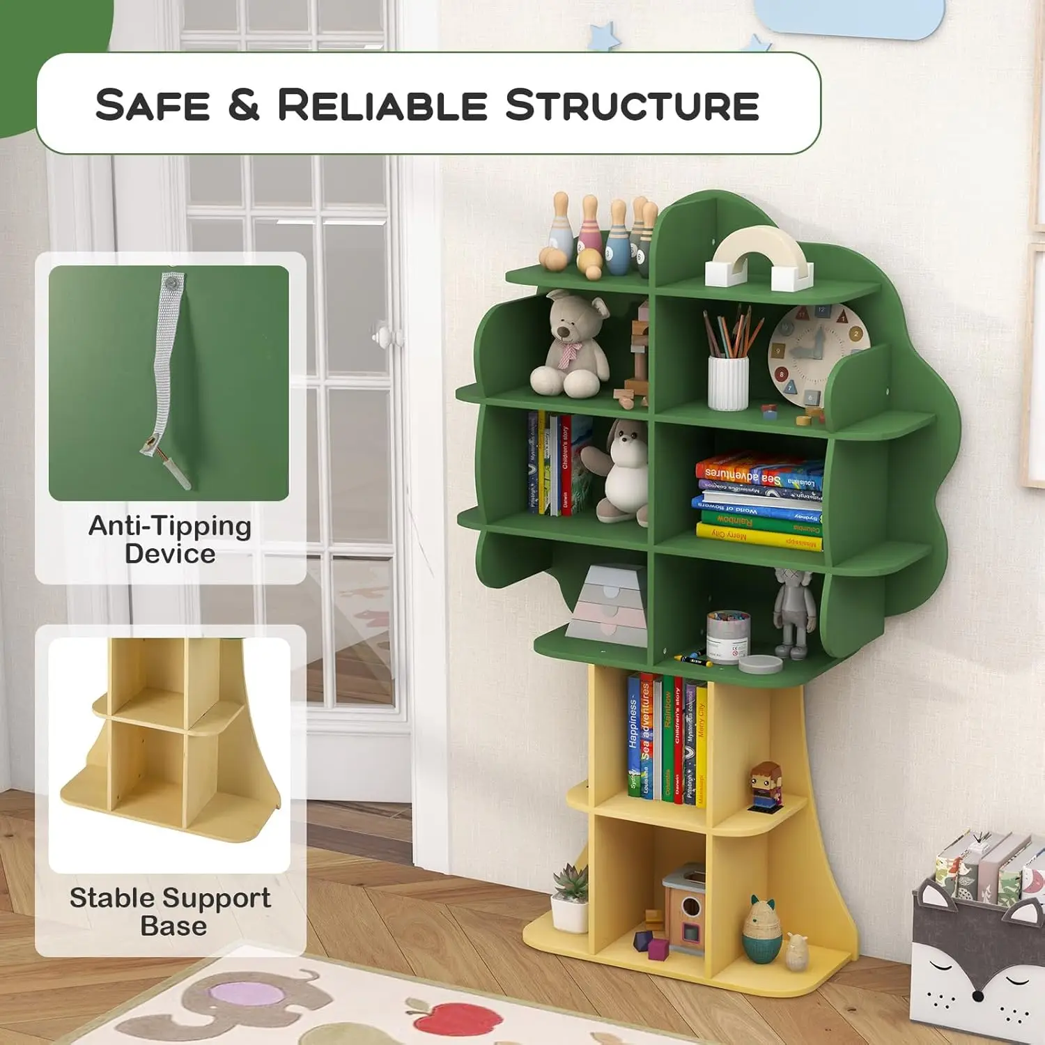 6-Tier Kids Bookshelf, Montessori Toy & Book Storage, Wooden Bookcase for Playroom, Nursery