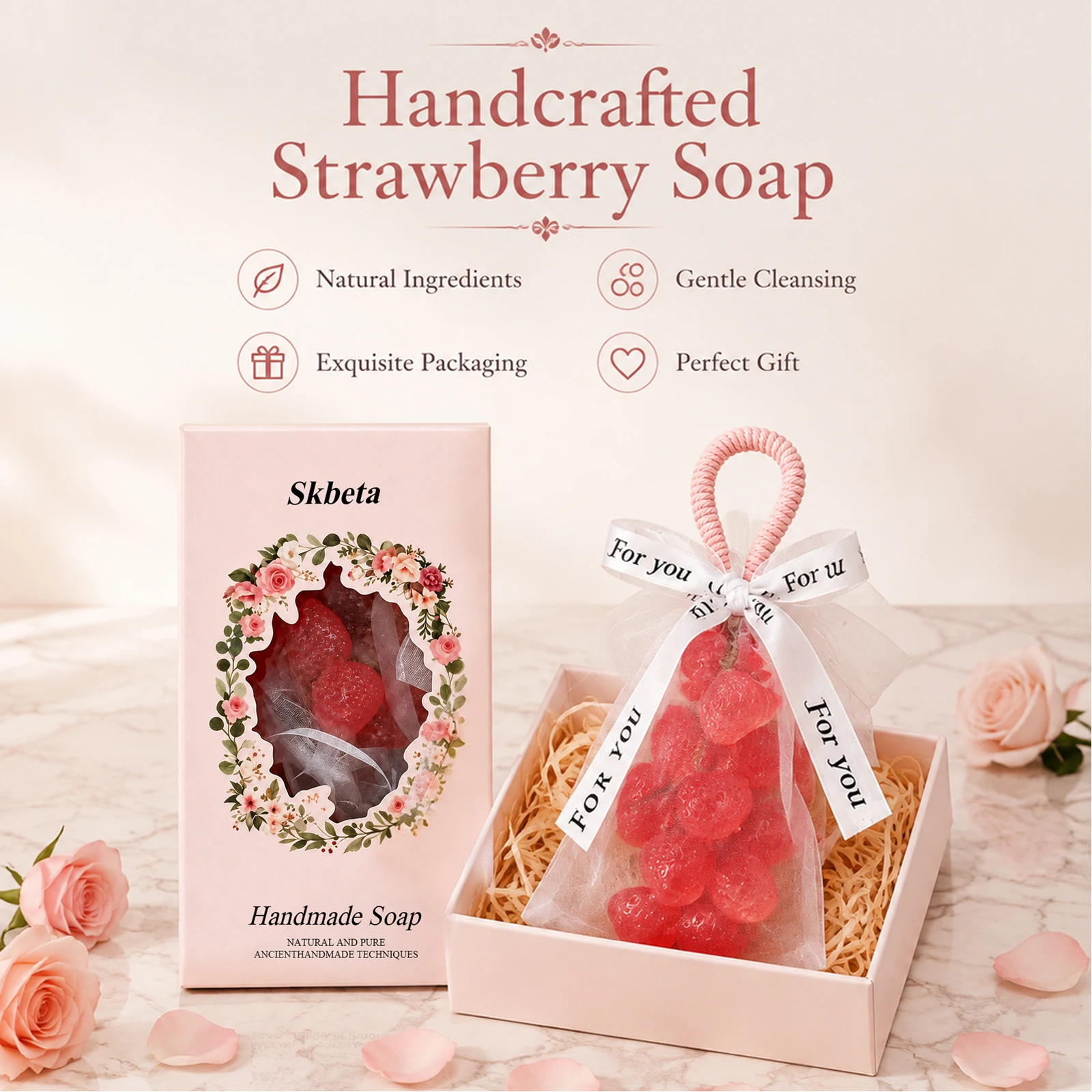 Strawberry Handmade Soap Fruit Aroma Scent Cleansing Pore Dirt Oil Control for Gift Bathroom Fragrance Natural DIY Crystal Soap