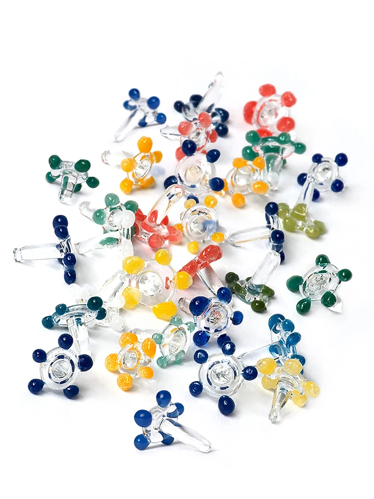 20pcs Flower Glass Beads,Small Mini Glass Bowls(6-8mm) Assorted Colors