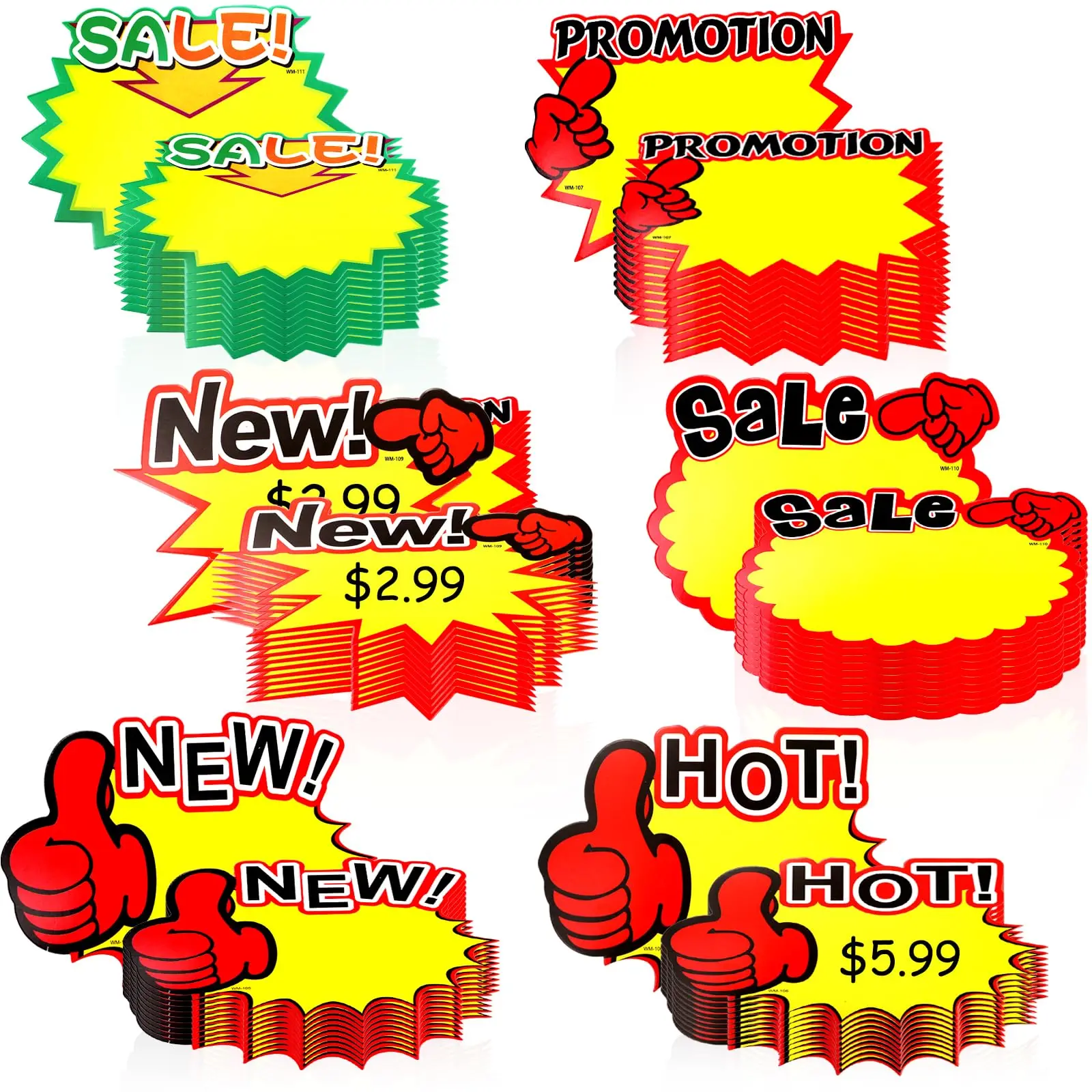 10Pcs Starburst Sale Sign Stickers, 7Inch X 5.5Inches Sale Paper Tags Price Burst Assorted Display Tags for Retail Store