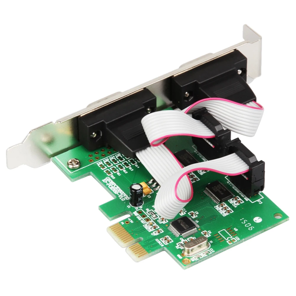 Tarjeta controladora PCI Express 2 puertos serie RS232 Com Db9 Chip PCI-E 1,0 x 1 WCH382 con soporte de perfil bajo