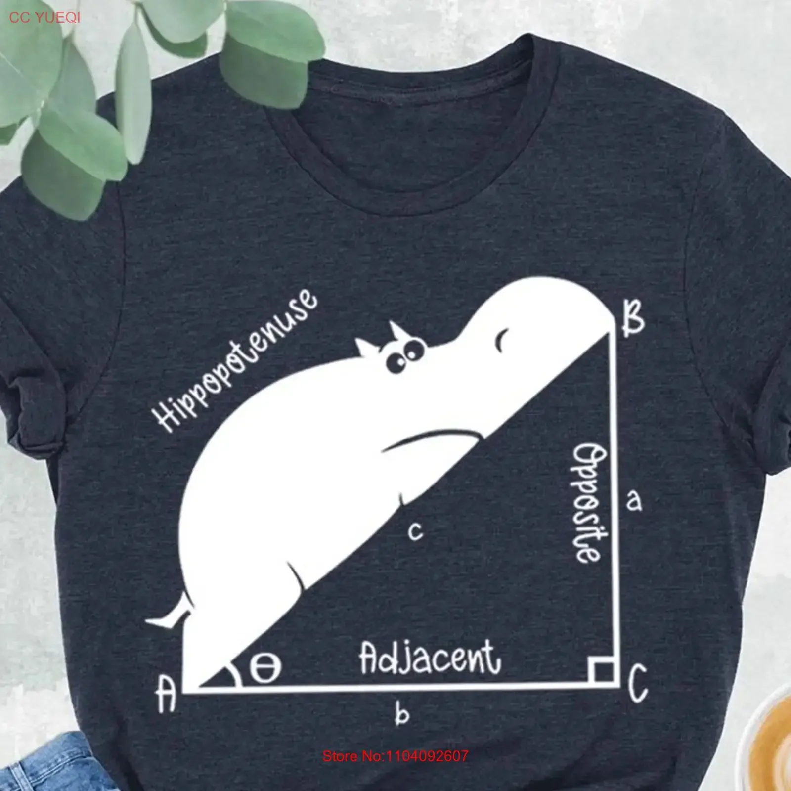 Funny Hippopotenuse T Shirt Math Geometry Teacher for Mathematics vintage Washed Breathable Casual Unisex Stylish homme