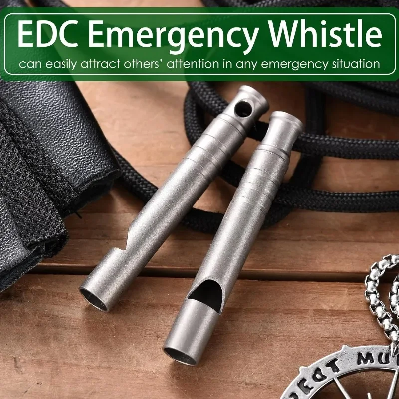 

Ultralight Titanium Emergency Whistle w/ Cord, Outdoor Survival Camping Hiking Exploring Whistle