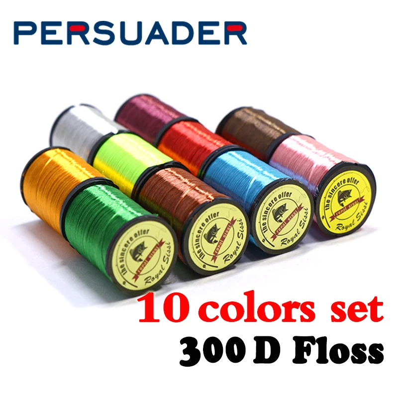 

10 spools set multicolors 300D fly tying Floss thread high gloss fly tying thread for salmon&steelhead lure fly tying materials