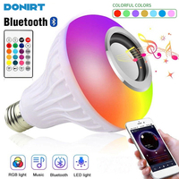 LED Music Light Bulb Built-in Bluetooth Speaker E27 Wireless Smart Light Bulb with Remote Control RGB Color Change Night Light