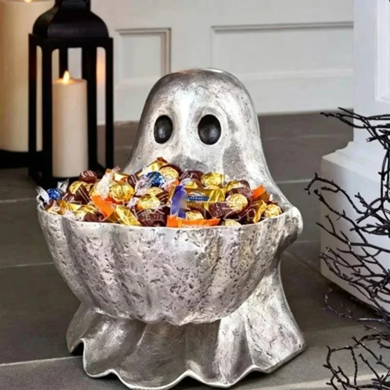 Halloween Ghost Candy Bowl Storage Holder Resin Table Organizer Cute Entryway Candy Dish Party Home Decor Ornament Bowl