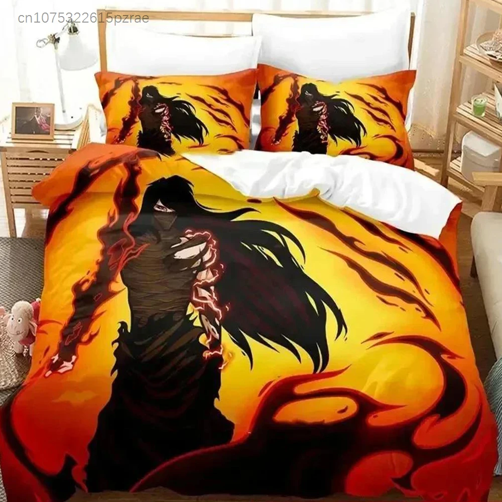 Anime Bleach Kurosaki Ichigo Bedding Set Printed Bed Set With Pillowcase Bed Duvet Cover Soft Queen King Size Bedclothes Home