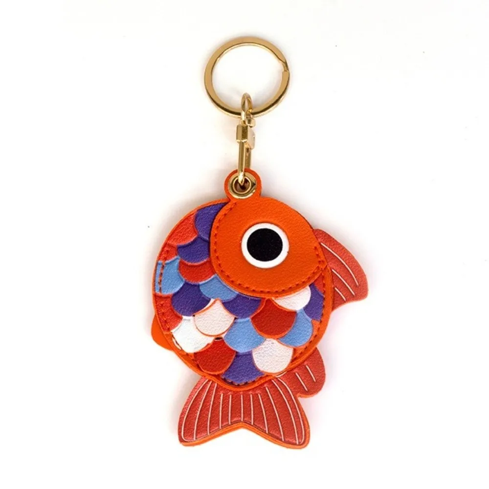 Key Ring 3D Fish-Scale Access Card Cover Goldfish Design Keychain Holder Creative Cute Fish Keychain Keys