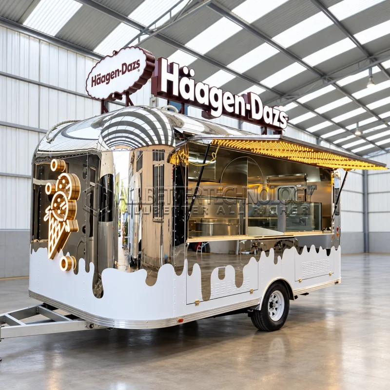 Allbetter﻿ High End Mobile Food Trailer Custom Branding Wrap LED Light Box Sign Coffee Truck for Pizza Burger Ice Cream
