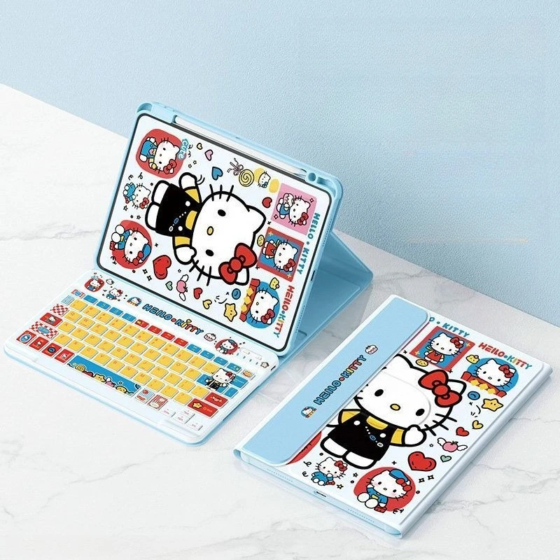

Комплект Bluetooth-клавиатуры и мыши Kawaii Hello Kitty для планшетов iPad Air 7, Air 6 (11 дюймов, 11-го поколения, A16 Pro), Air 4, 5, 10-го, 9-го поколений (10.2 дюйма) с вращающимся чехлом