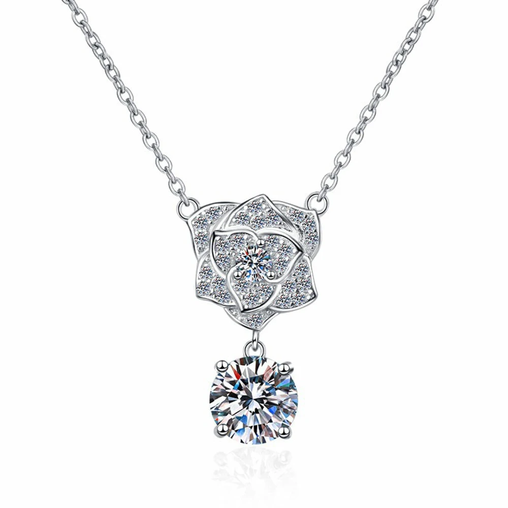 D Color VVS1 1-2CT Moissanite Pendant S925 Sterling Silver Necklace for Woman Anniversary Mother's Day Party Jewelry Gift