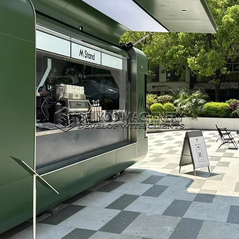 Belyoo New Food Trailer Mobile Food Truck for Bakery Dairy Products Factory Ice Cream Cart Juice Coffee Kiosk Fully Equipped