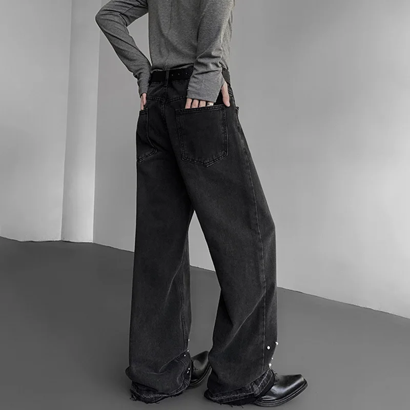 LUZHEN mode personnalisé perle Patchwork conception jean décontracté 2025 nouveau haute rue Original droit hommes Denim pantalon JY3706