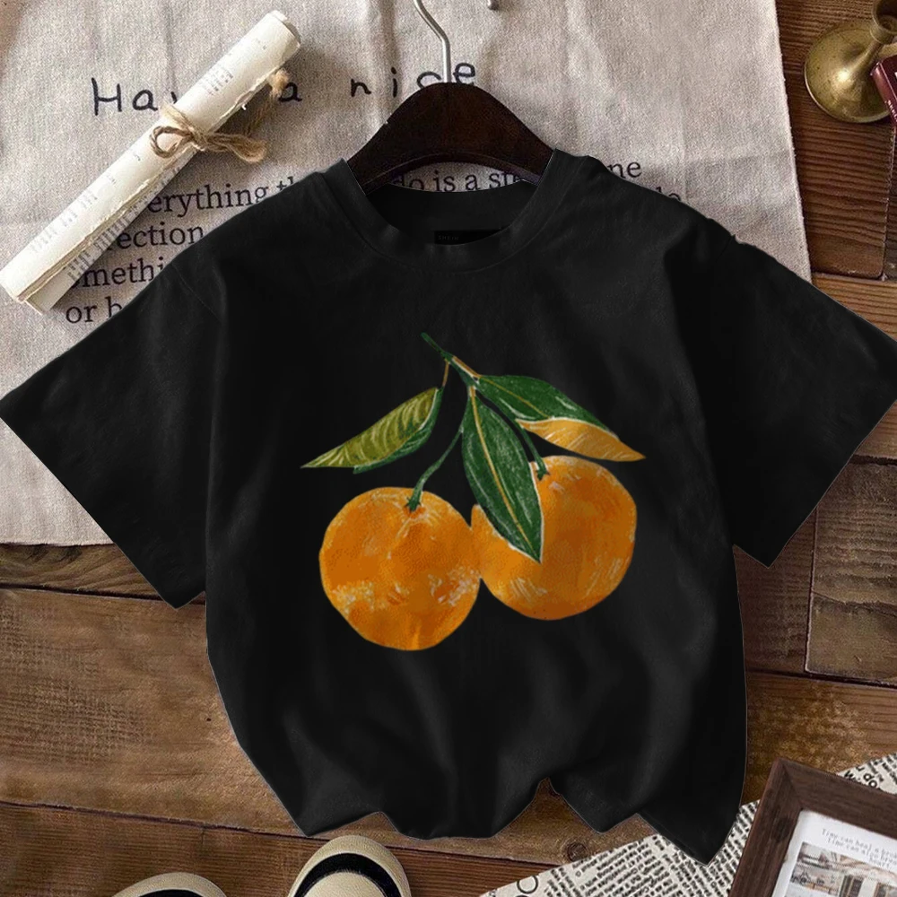 Fun Cartoon Oranges Fashion Print Women New Tshirt Summer O-Neck Short Sleeved Tee Tops Street Trend Female T-Shirt Clothes