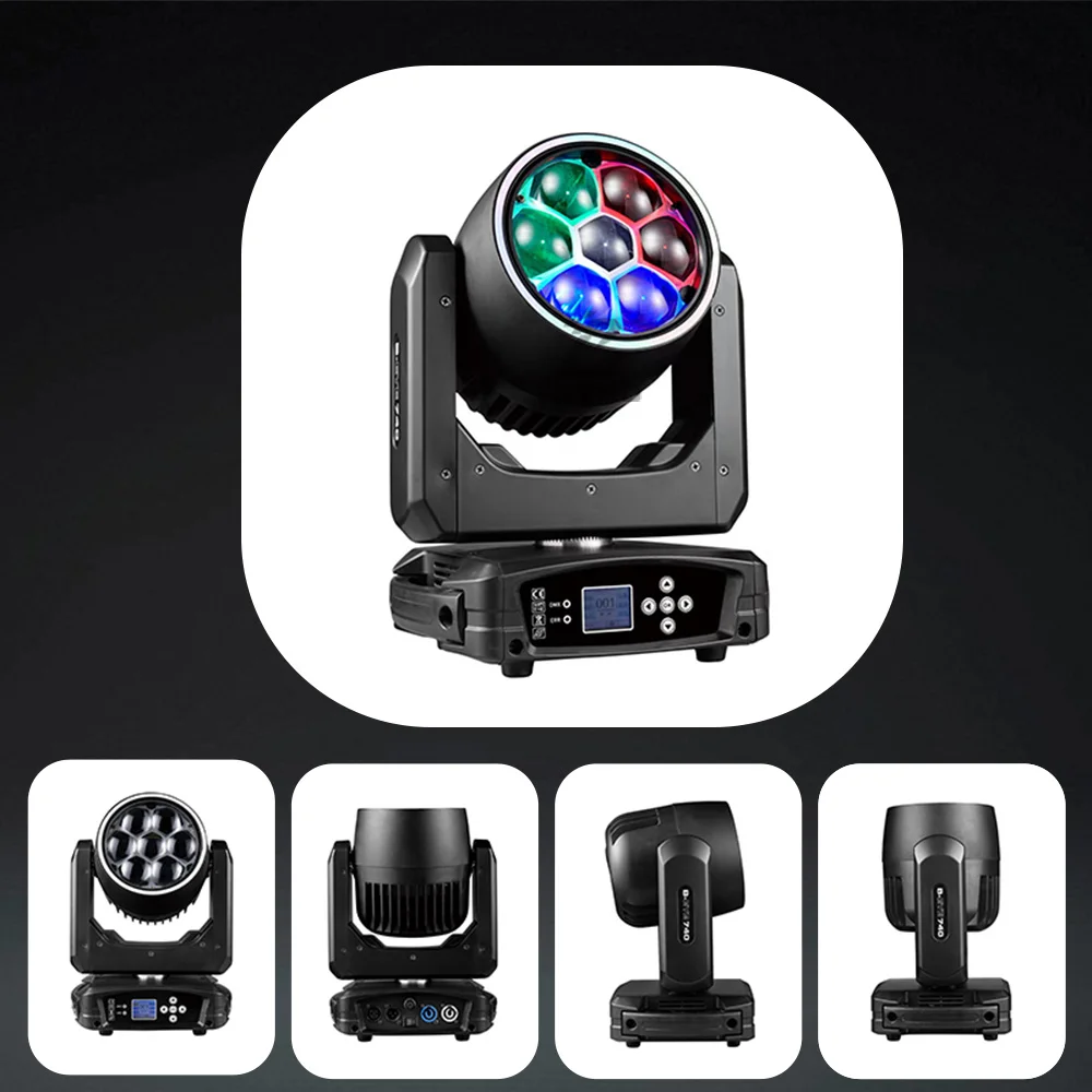 Moving Head DJ Light 7X40W Bee Eye Wash Zoom LED Beam Disco Lights DMX512 Stage Effect For Wedding Nightclub Party