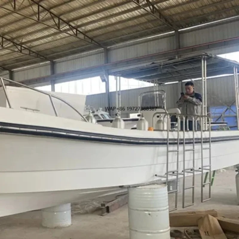Barco de buceo Panga de fibra de vidrio de 9,6 m con dosel