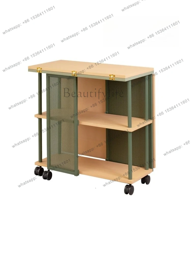 

Folding Table With Wheels Household Small Apartment Simple Removable Retractable Dining Table And Chair Storage