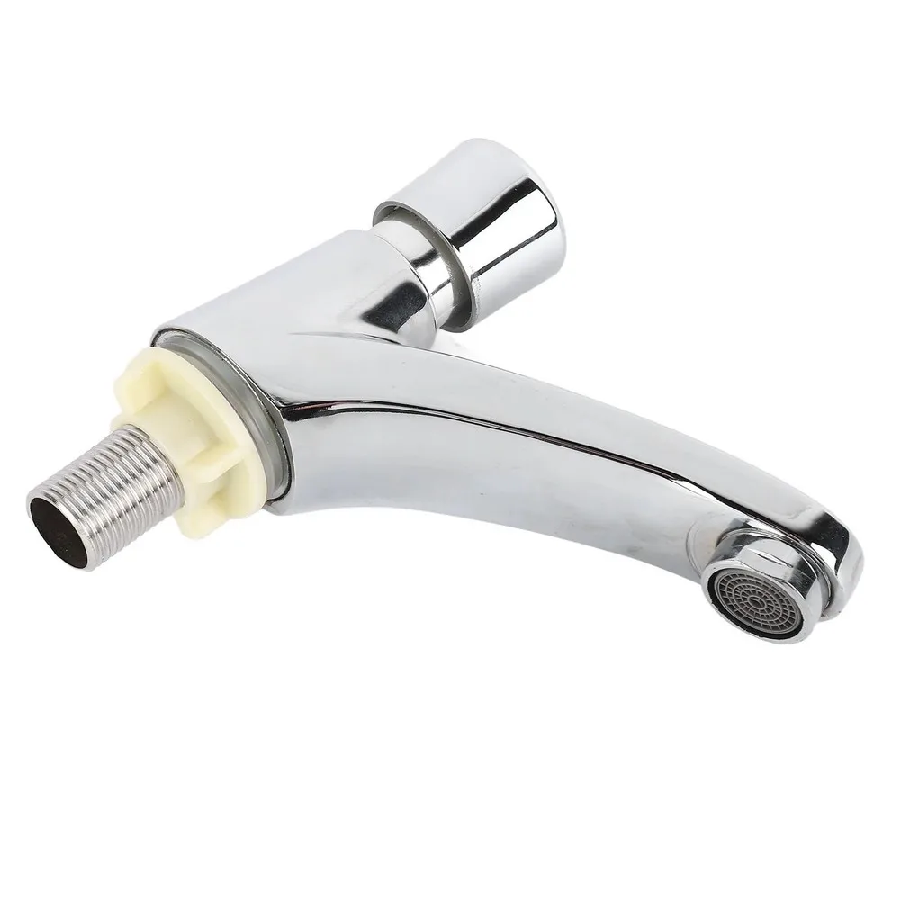 Water Saving Time Delay Faucet for Wash Basins with Push Switch and Auto Shut-Off Function Zinc Alloy Construction