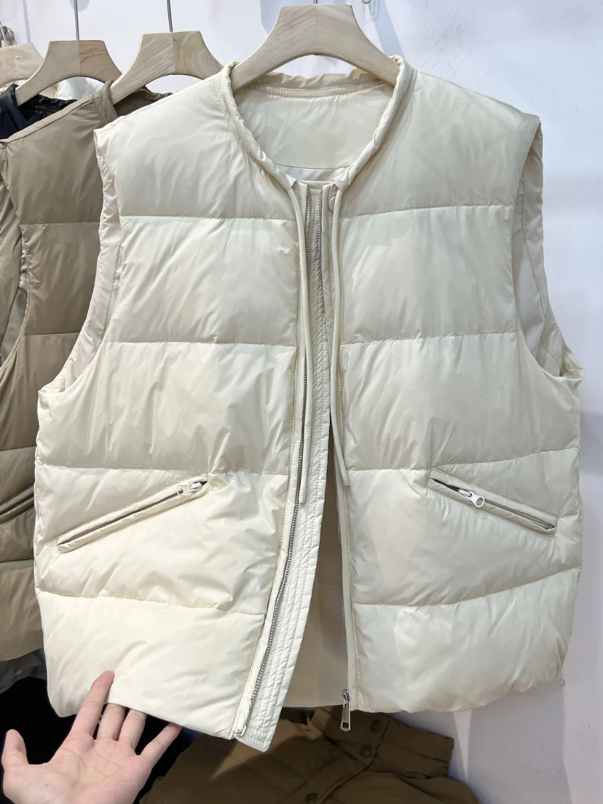 

Женский хлопковый жилет со шнурком, зима 2024, теплый, круглый, на подкладке Ne Fce, для поездок на работу, на молнии, чистый цвет