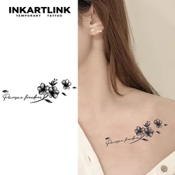 Temporary Tattoo Sticker with Flowers in English Emotional Phrases Lasts 1-2 Weeks Waterproof and Friction Resistant