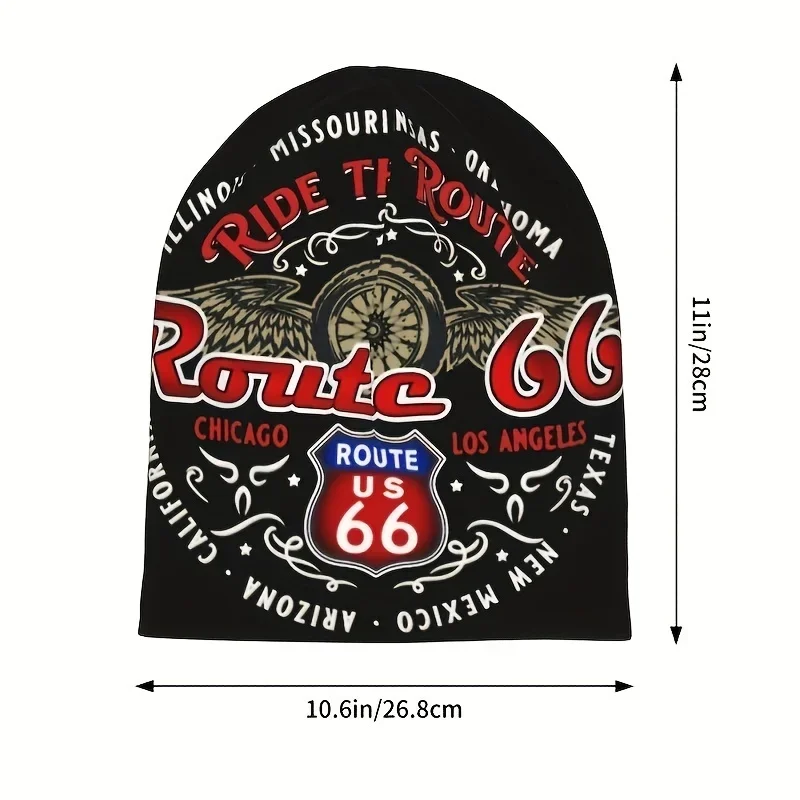 Hat Ride The Route Motorcyle Bikers America\'S Highway Outdoor Caps For Men Women Route 66 Skullies Beanies Ski Caps Cotton Bonne