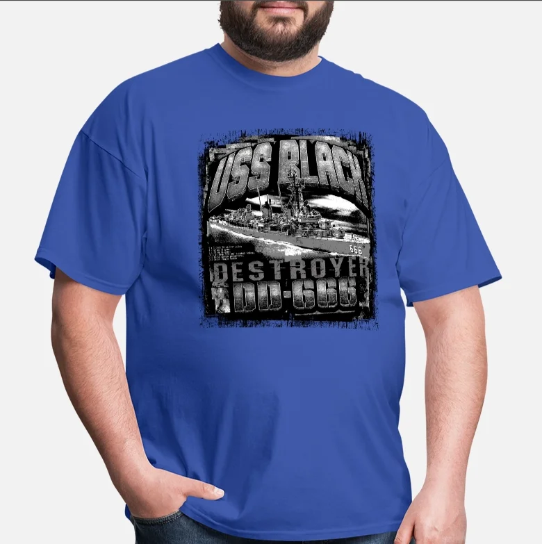 

USS Black (DD-666) Fletcher -class Destroyer T Shirt. New 100% Cotton Short Sleeve O-Neck T-shirt Casual Clothing Mens Top