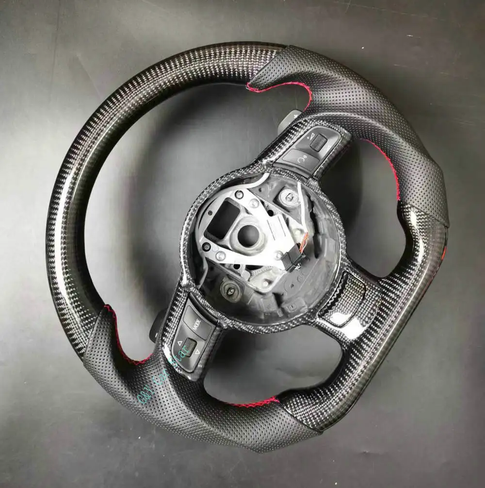 100% Real Carbon Fiber Leather Car Steering Wheel For Audi TT R8 2008-2012