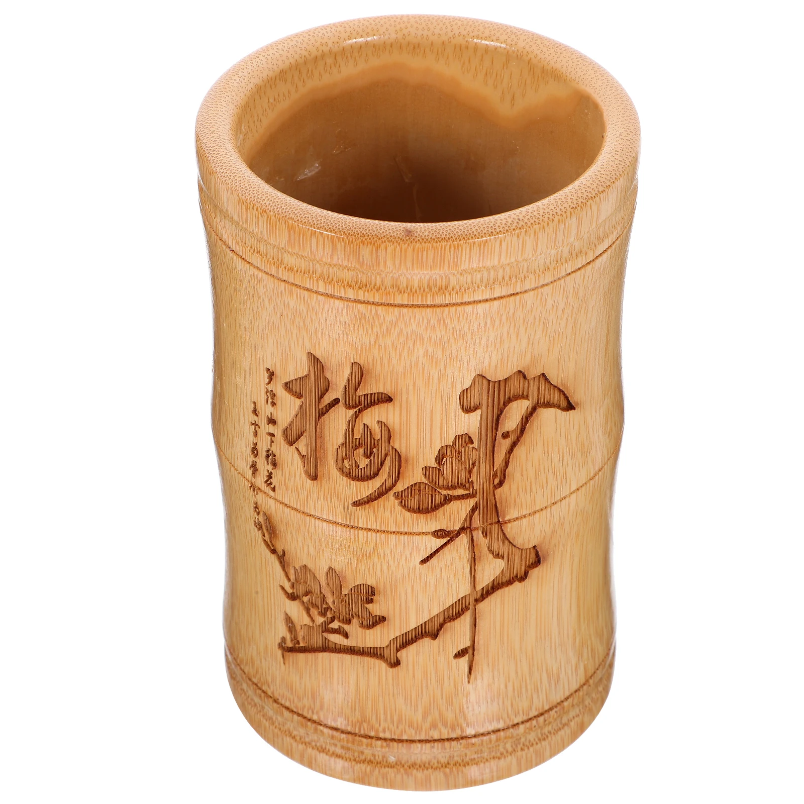

Bamboo Wood Pen Holder 13cm Height 8-10cm Diameter Desk Organizer Chinese Style Office Supplies Makeup Brush Container Tools