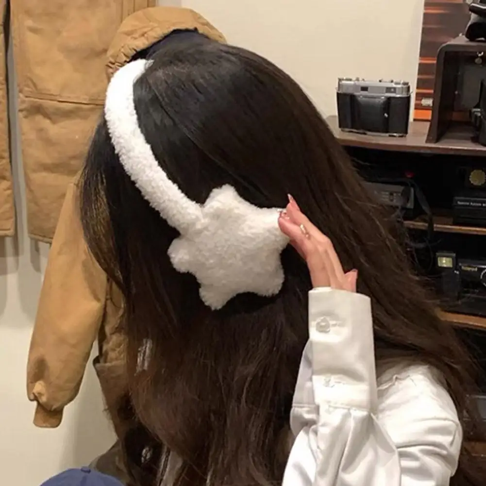 Fashion Autumn Winter Star Fluffy Earmuffs Cute Plush Solid Color Ear Muffs Cold Protection Women Ear Cover Keep Warm