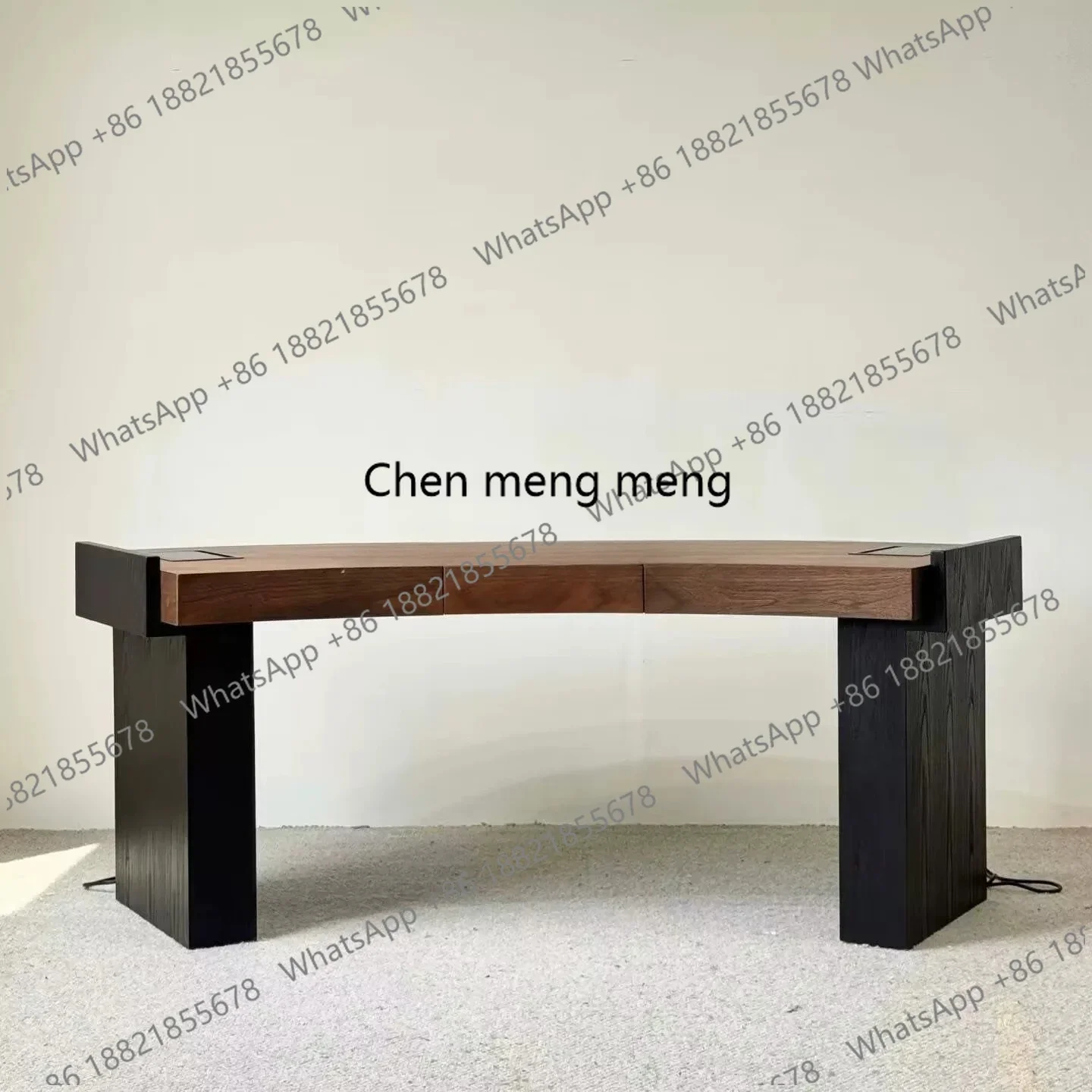 N138Medieval style solid wood desk for home use, high-end desk color matching curved writing desk study table