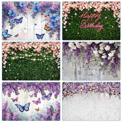 Wedding Scene Backdrop Butterfly Flowers Bridal Shower Birthday Party Decor Photo Booth Background Newborn Baby Shower Banner