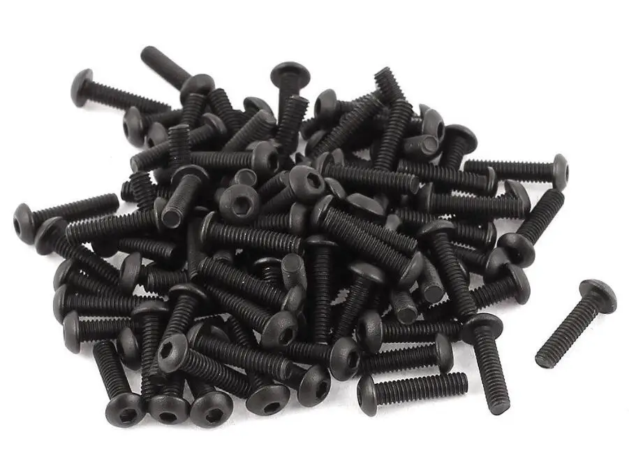 100Pcs Black M2 M2.5 M3 M4 Thread Dia. Alloy Steel Hex Socket Button Head Machine Screws Bolts D*L