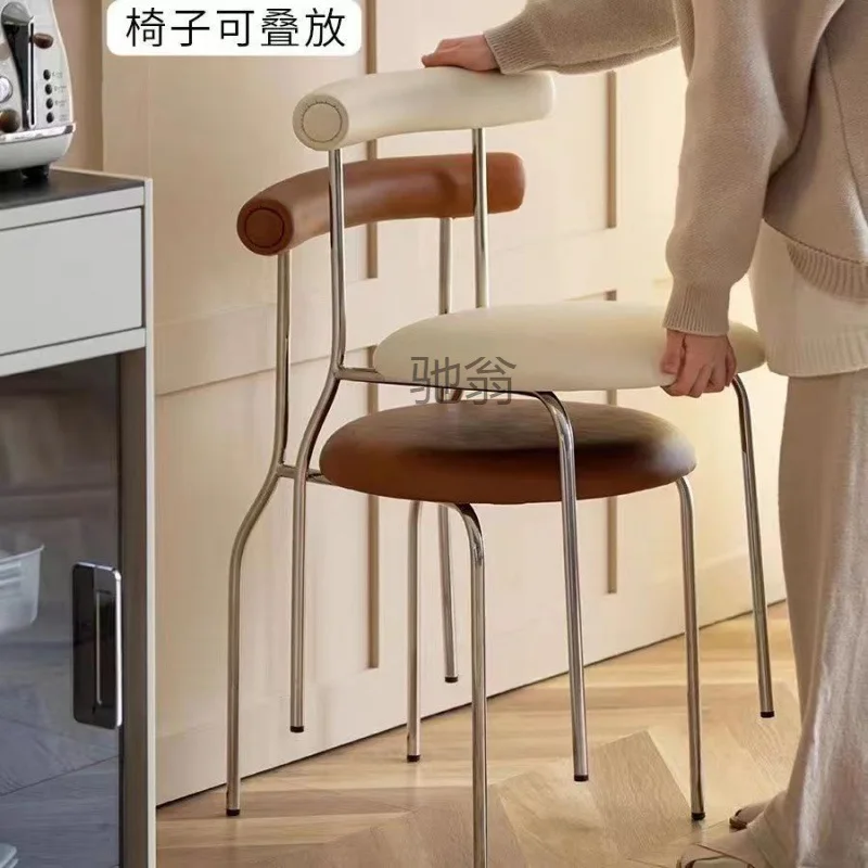 

Dining Chair Home Back Chair Simple Milk Tea Shop Home Chair Cream Style