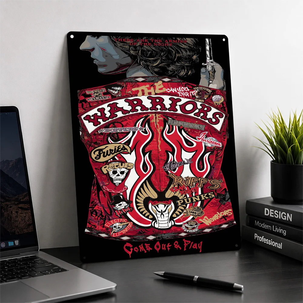 The Warriors Gang Jacket Artwork 3D Texture Metal Poster Customized Wall Art Tin Sign Gift for Mancave Garage Accessories Room