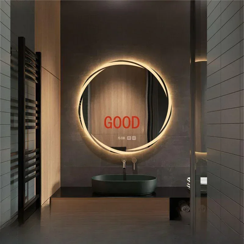 Wall Adhesive Decorative Mirrors Round Mirror Light Room Decoration Led Sticker Modern Home Liquidation House Decor Bathroom Art