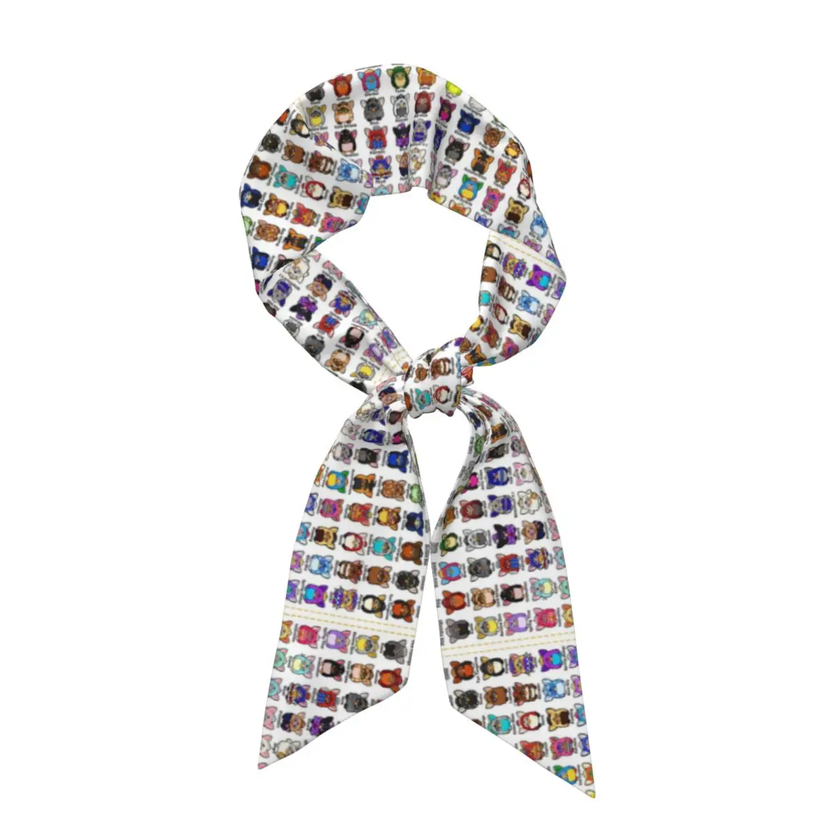 Furby Collection Women Long Narrow Scarf Silky Skinny Scarf Multi-use Neck Head Wrap for Office Daily Party