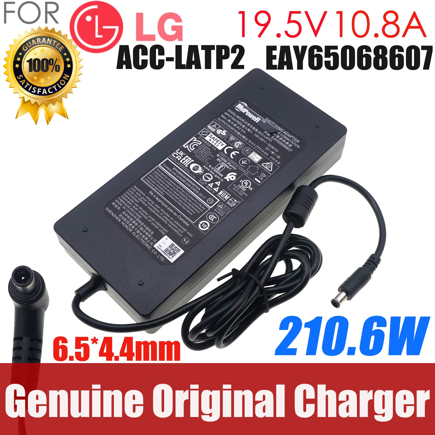 

Original AC Adapter 19.5V 10.8A AD10630LF For LG 32UN88A 38GL950G 38WK95C-W 32BL95U ADS-210NL-19-3 195210E 34WK95C Power Charger