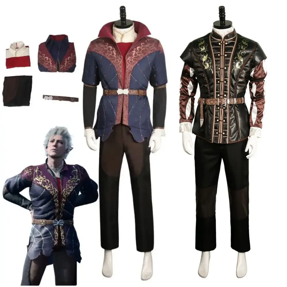 Astarion Cosplay Baldurs Gate 3 Costume Fantasia Disguise for Adult Men Jacket Top Pants BG3 Outfits Man Halloween Carnival Suit