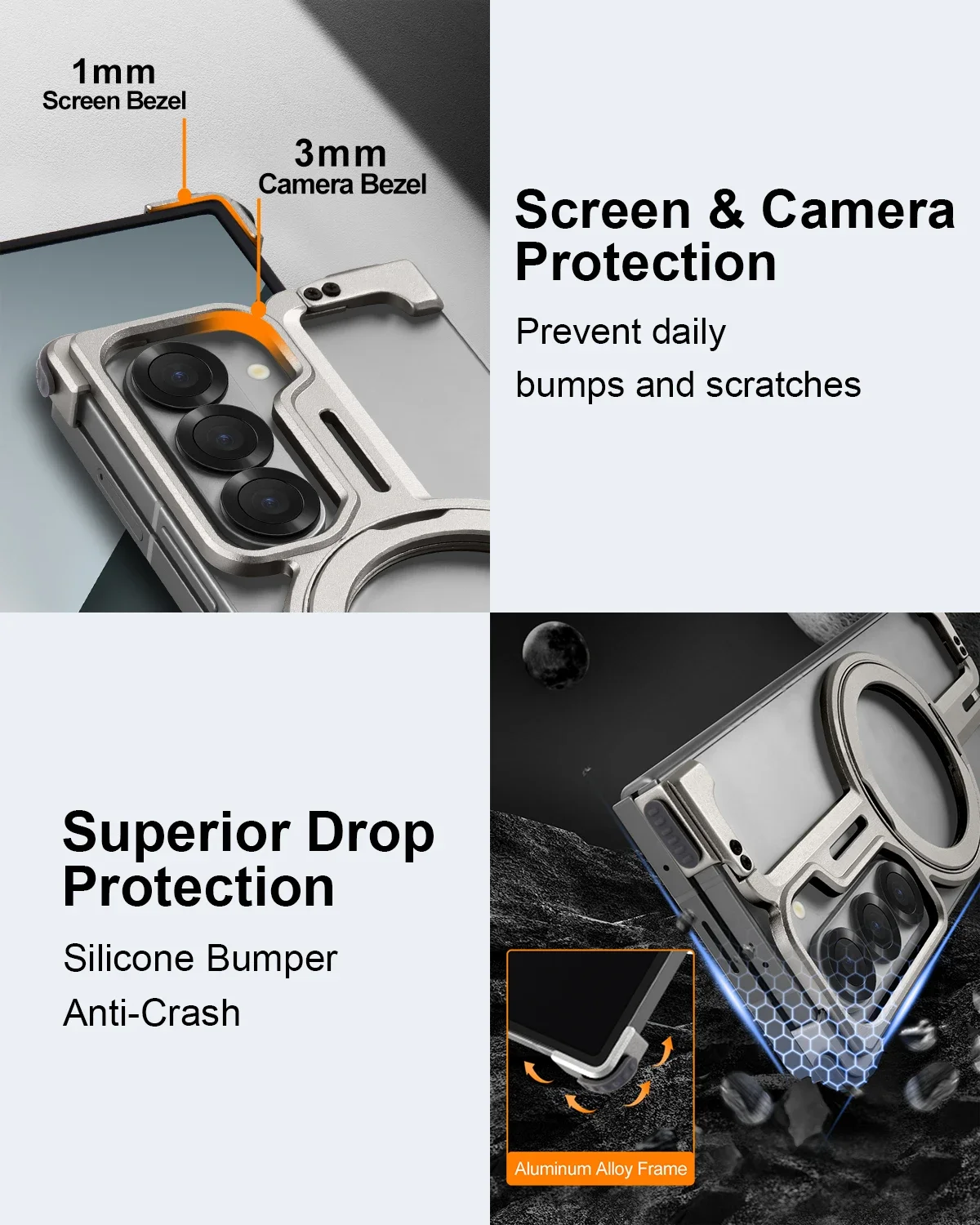 Oatsbasf dla Samsung Galaxy Z Fold 8 Ultra 7 6 5 Metalowe etui na telefon z pierścieniem Magsafe, bezramkowe minimalistyczne etui ochronne — zdjęcie produktu 5