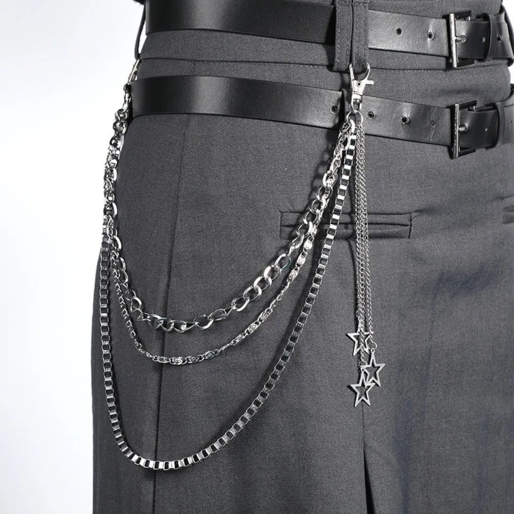 Gifts Three Layers Star Pendant Pants Chain Silver Tassel Multilayer Metal Chain Clothing Decor Alloy Punk Waist Chain Gothic