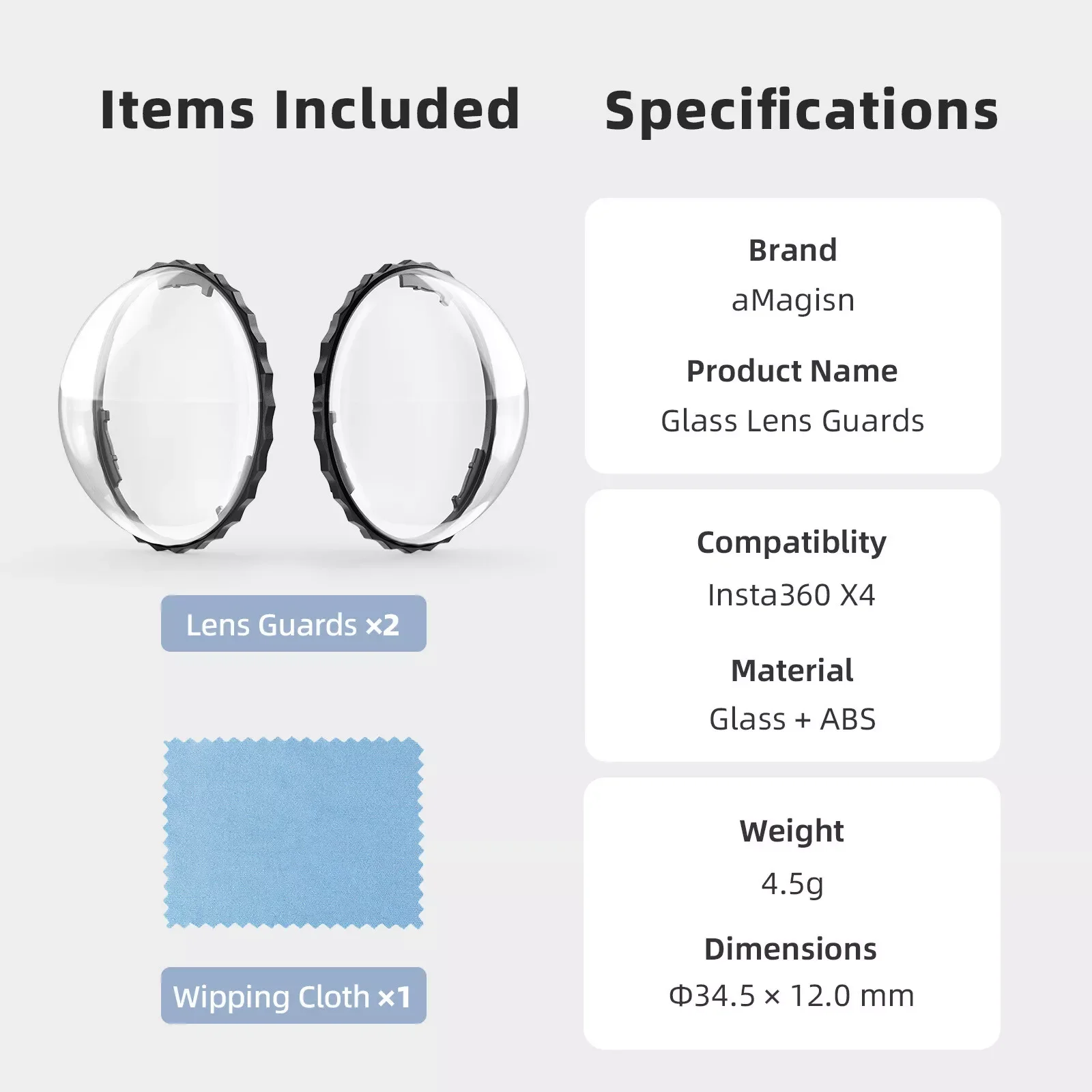 AMagis-Insta360 X4 Lens Glass Protector, Sport Camera Protection Acessórios