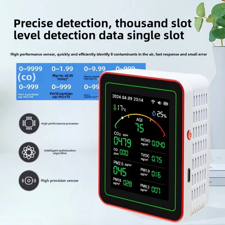 Graffiti 15-in-1 kooldioxidedetector pm2.5 formaldehyde detector temperatuur en vochtigheid detectie van binnenluchtkwaliteit